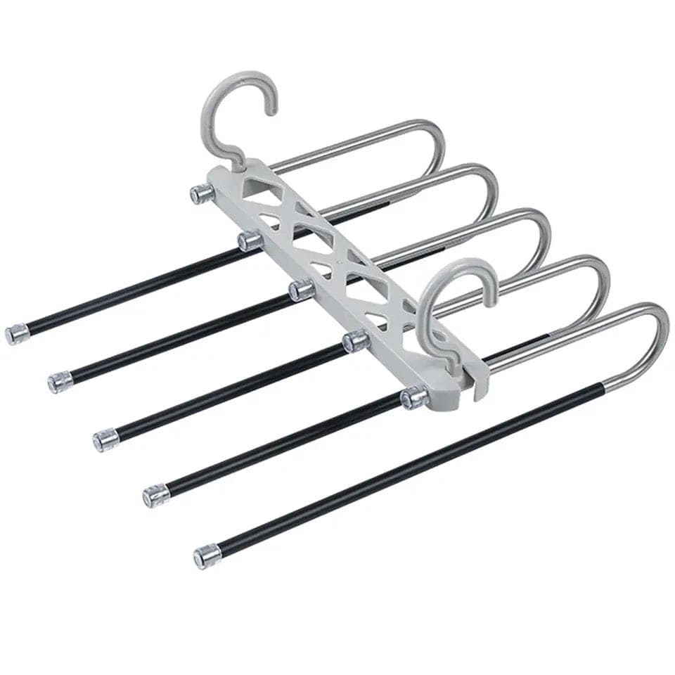 5 in 1 Pant Hanger For Clothes Organizer, Multifunction Shelves Closet Storage Organizer, Stainless Steel Magic Trouser Hangers, Multilayer Jeans Steel Hanger, Adjustable Pants Tie Storage Shelf, Stainless Steel Clothes Hanger 5 in 1 Pant Hanger For Clothes Organizer, Multifunction Shelves Closet Storage Organizer, Stainless Steel Magic Trouser Hangers, Multilayer Jeans Steel Hanger, Adjustable Pants Tie Storage Shelf, Stainless Steel Clothes Hanger